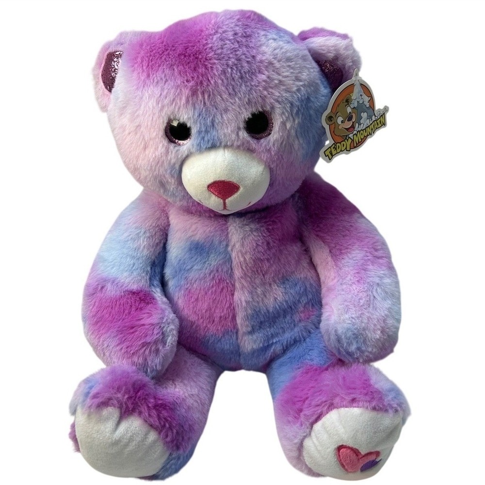 Teddy Mountain Amore the Bear 16" Purple Pink Blue Tie Dye Plush 0730 New